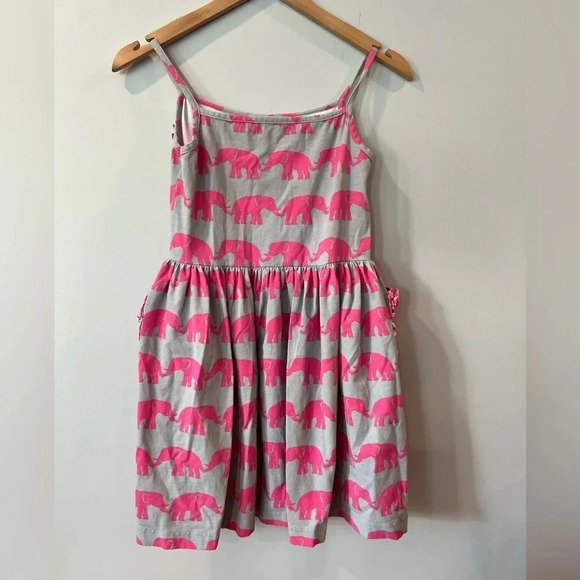 Eleanor Rose Elephant Dress | Grey  & Pink with Pockets | 10-12 Girl - Picture 2 of 8